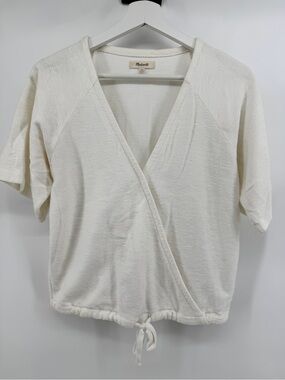 Medewell Cream Wrap-Front‎ Short Sleeve Top
